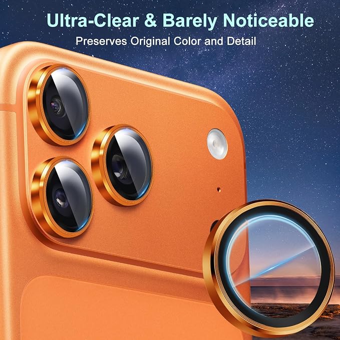 2 Pack Camera Lens Protector for iPhone 17 Pro/17 Pro Max, [AR+AF Coating] HD Clear Tempered Glass Lens Cover, 9H Hardness, Scratch Resistant, Anti-Fingerprint, Easy Installation