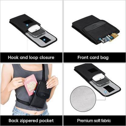 KIWIFOTOS Travel Cell Phone Pouch Belt Pouch, Phone Holster Crossbody Bag with Shoulder Strap for iPhone 17 16 15 14 Pro Max Case Holder with Neck Lanyard Smartphone Walking Passport Wallet