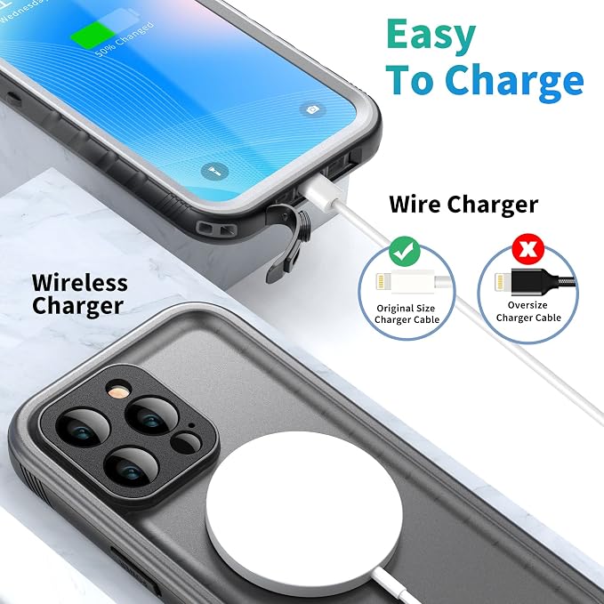 SPORTLINK Compatible with iPhone 13 Pro Waterproof Case - Built in Screen Protector Full Body Shockproof/Dustproof/IP68 Waterproof/Case for iPhone 13 Pro 6.1 Inch Black