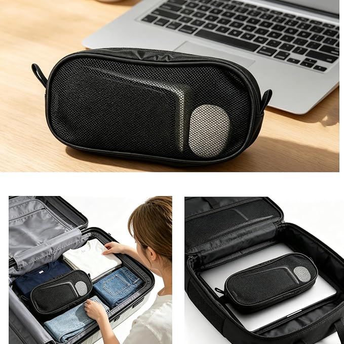 Digital Gadget Storage Bag, Portable Travel Organizer Case for Power Bank, Charging Cable, Earphone, USB Flash Drive, Large Electronics Accessories Pouch with Mesh Window Handle Strap