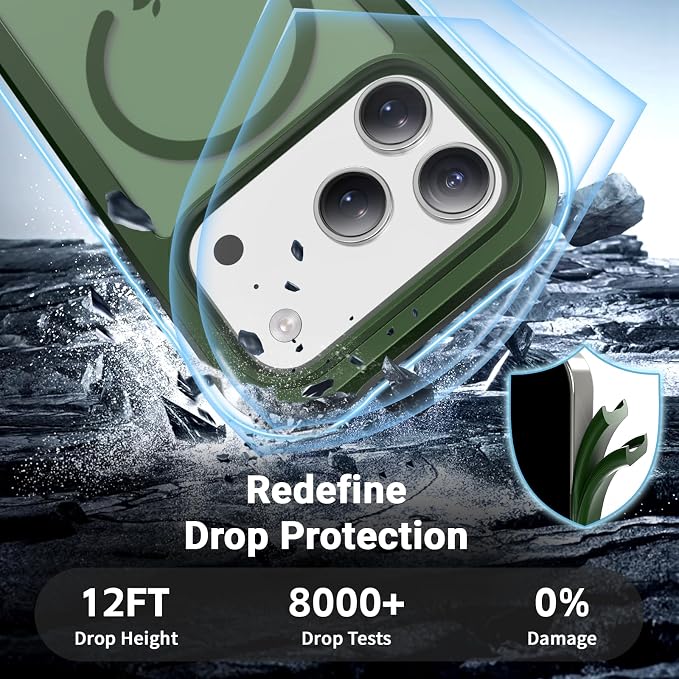 jaroco Magnetic for iPhone 17 Pro Case, [Compatible with MagSafe][Military Grade Drop Protection][Heavy Duty Protection][Non-Slip][Shockproof] 2-Layer Durable Bumper Phone Casee 6.3''-Army Green