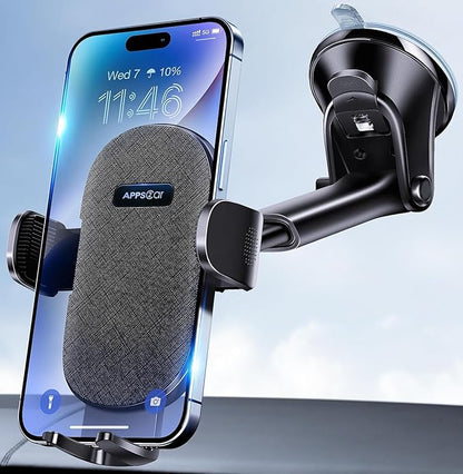 APPS2Car Car Phone Holder Mount, Dashboard/Windshield/Cell Phone Holder for Car, Compatible with iPhone, Samsung, All Phones,Black