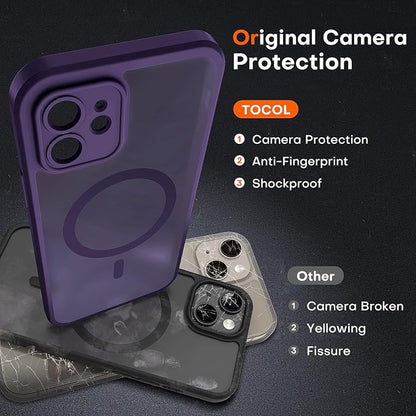 TOCOL for Phone 12 Case, Compatible with Magsafe Charger, Full Camera Protection, Drop Protection, Translucent Matte Phone Case for iPhone 12 6.1 inch (Midnight Purple)