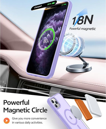 FNTCASE for iPhone 11 Pro Case: [Compatible with Magsafe] Translucent Matte Magnetic Phone Cover - Military Grade Drop Protection Shockproof Protective for iPhone 11Pro 2019 Cases - Light Purple