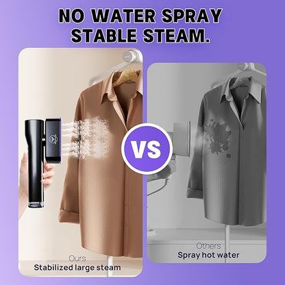 Doer Brands Travel Steamer for Clothes Dual Voltage 110-240V, Handheld Steamer, 1100W Powerful Wrinkle Remover, Ceramic Panel, 3 Steam Levels & 360° Rotating Head,Travel Kit with Universal Adapter