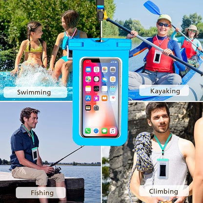 GLBSUNION Universal Waterproof Phone Pouch, 4-Pack IPX8 Waterproof Case Underwater Dry Bag Protective Pouch for Pools Beach Kayaking Travel iPhone 17 16 15 14 13 Pro MAX Plus Galaxy up to 7.5"