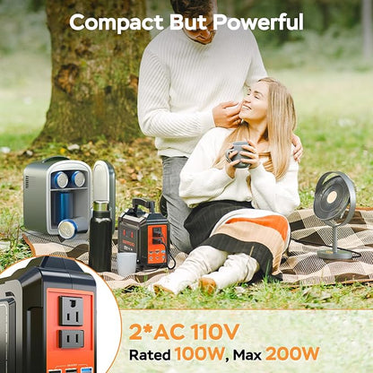 MARBERO Portable Power Station 100W Camping Solar Generator 162.8Wh Power Bank with AC Outlet 110V with Multi-Output LED Flashlights for CPAP Home Camping Hurricane Emergency