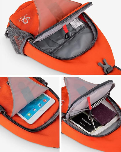 WATERFLY Crossbody Sling Backpack Sling Bag Travel Hiking Chest Bag Daypack