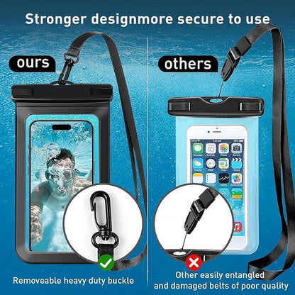 [2 Pack Waterproof Phone Case, Universal Dry Bag for iPhone 15/14/13/12 Pro Max, IPX8 Waterproof Pouch, Cruise Ship & Beach Essentials, Black & Black - 6.8"
