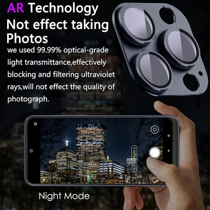 2 Pack Camera Lens Protector for iPhone 15 Pro/15 Pro Max,Metal AR Tempered Glass Rear Camera Screen Cover,Anti-Scratch,Strong Adsorption,Case Friendly, Easy to Install-Inky Blue