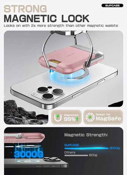 SUPCASE for MagSafe Wallet with Stand, Magnetic Wallet for Men Women, [Hold 6 Cards] [RFID Blocking] [Strong Magnetic Lock] Phone Stand Card Holder for iPhone 17/16/15/14/13/12 Series, Blush Pink