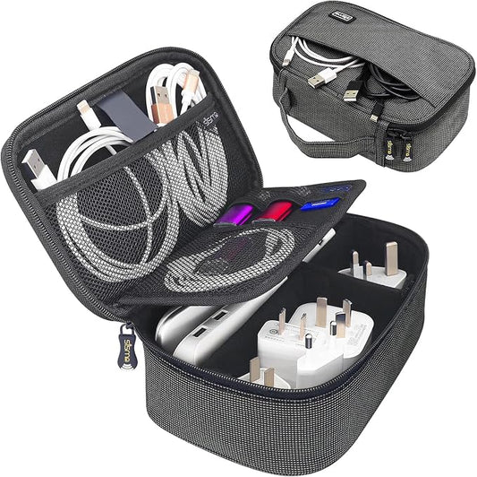 sisma Travel Electronics Organizer Small Carrying Case for Cables Phone Chargers USB Plugs Power Cords Earbuds Adapter Tech Accessories Pouch -Special Edition