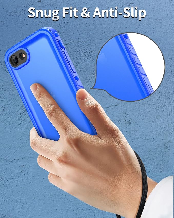 SPORTLINK for iPhone SE 3rd 2022/iPhone SE 2nd 2020/iPhone 7/8 Waterproof Case - Built in Screen Protector Full Body Shockproof Dustproof IP68 Waterproof Case for iPhone SE3/SE2/7/8 Frosted Blue