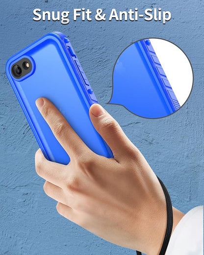 SPORTLINK for iPhone SE 3rd 2022/iPhone SE 2nd 2020/iPhone 7/8 Waterproof Case - Built in Screen Protector Full Body Shockproof Dustproof IP68 Waterproof Case for iPhone SE3/SE2/7/8 Frosted Blue