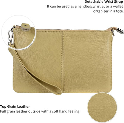 befen Genuine Leather Wristlet Clutch Wallet Purses Small Crossbody Bags for Women with RFID Blocking Card Slots