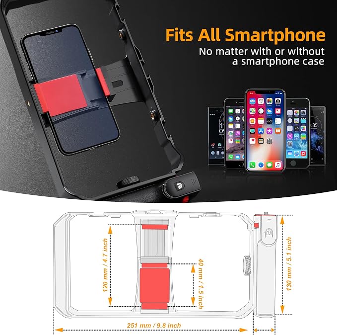 Zeadio All-in-One Smartphone Camera Stabilizer Kit, Portable Handheld Video Rig with RGB Video Light and Microphone, Fits for All Camcorder, Camera, DSLR and All iPhone and Android Smartphones
