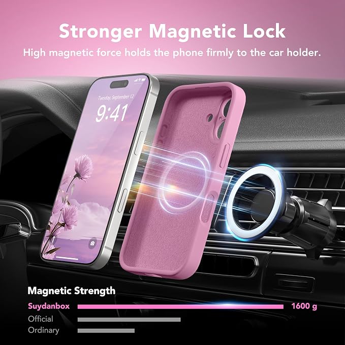 Magnetic for iPhone 16 Plus Case, Compatible with MagSafe, [Full Camera Protection][Screen Protector] Silicone Shockproof Protective Phone Case for iPhone 16 Plus 6.7", Blackcurrant