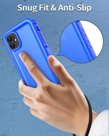 SPORTLINK for iPhone 11 Waterproof Case - Built-in Shockproof Dustproof Screen Protector - IP68 Underwater Military Dropproof Full Body Protection Cover for iPhone 11 6.1 inch (Blue)