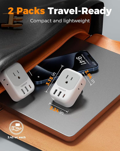 TESSAN 2 Pack European Travel Plug Adapter, Europe Power Converter