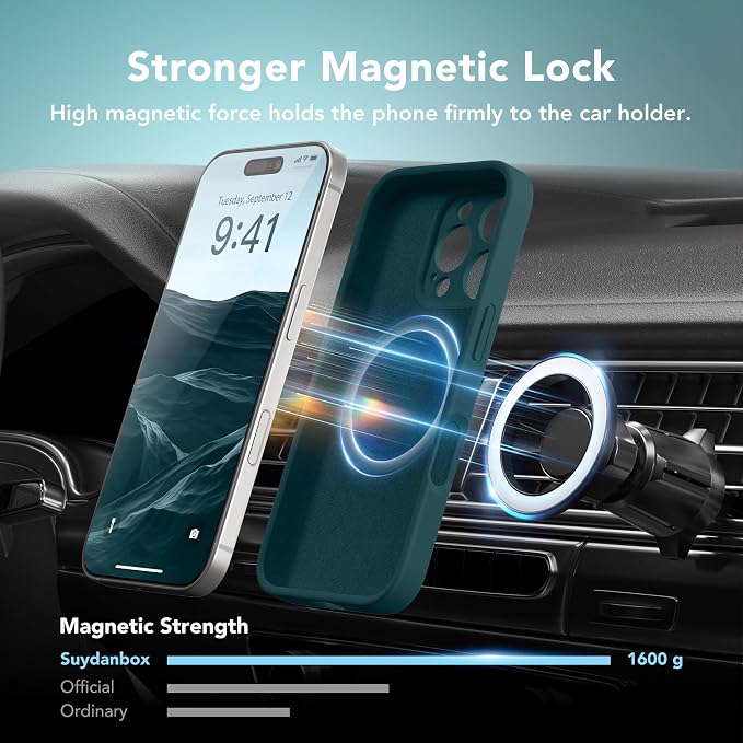 Magnetic for iPhone 16 Pro Case, Compatible with MagSafe, [Full Camera Protection][Screen Protector] Silicone Shockproof Protective Phone Case for iPhone 16 Pro 6.3", Deep Blue