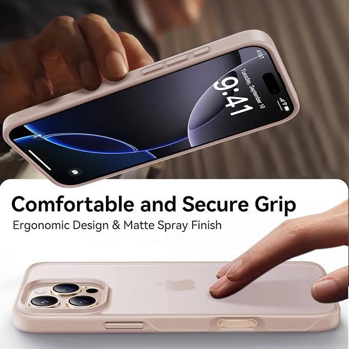 CASEKOO for iPhone 16 Pro Case, [Never Yellow Technology] [Mil-Grade Drop Protection] Translucent Slim Cover Women Men for iPhone 16 Pro Case Phone Case 6.1 inch, Rose Gold
