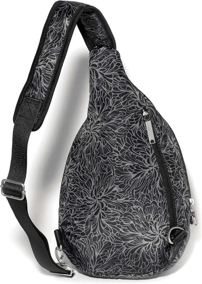 Baggallini Securtex® Anti-Theft Multi Zip Sling - Lightweight 8.6"x15.2" Travel Bag with Locking Zippers & RFID Protection