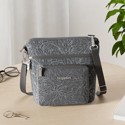 Baggallini Modern Pocket Crossbody Bag for Women, 8.5"x8.5" Handbag Purse with RFID, Lightweight Water-Resistant