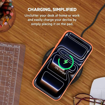 Battery Case for iPhone 17 Pro, Enhanced 10000mAh Portable Protective Wireless Charging Case Support Carplay Compatible with iPhone 17 Pro (6.3 inch) Rechargeable Extended Battery Charger Case-Orange