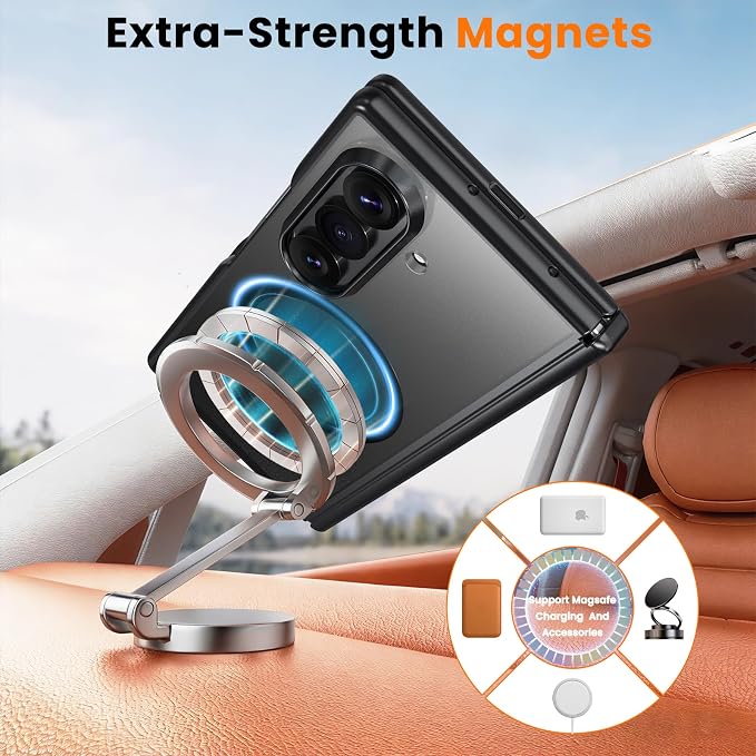 WRJ Magnetic for Samsung Galaxy Z Fold 8 Ultra Case,Black | Fit for Magsafe,Buit-in Screen Protector,Full Hinge Protection,Military Grade Drop Protection,Slim Shockproof Phone Case