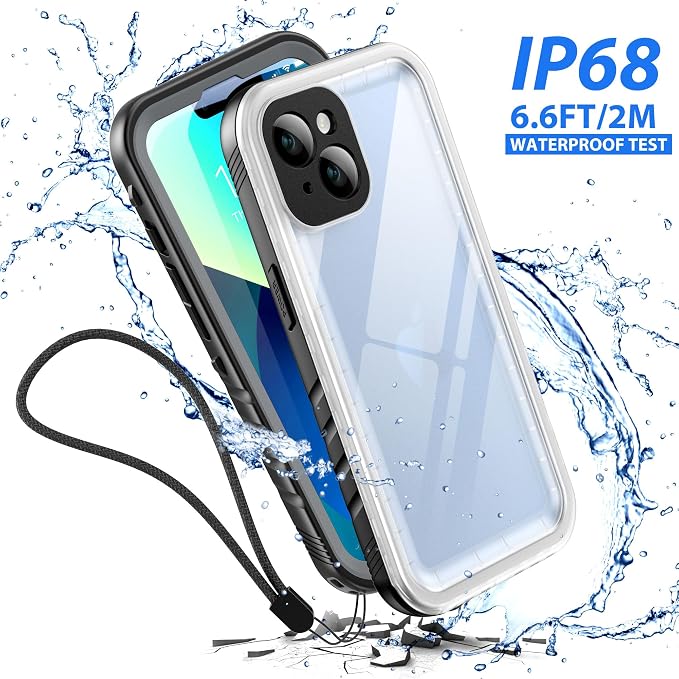 SPORTLINK Waterproof Case for iPhone 13, Shockproof Dustproof with Built-in Clear Screen Protector, Full Body Heavy Duty Sealed Protective Cover for iPhone 13 6.1 Inch Black/Frosted Clear