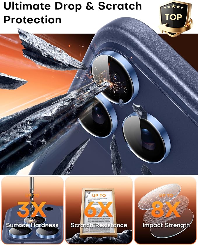 TOCOL Camera Lens Protector for iPhone 17 Pro Max/iPhone 17 Pro Tempered Glass HD Individual Scratch Resistant Camera Cover Accessories Case Friendly 2 Pack（Light Blue）