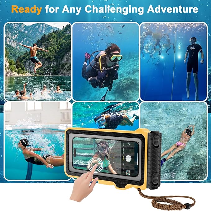2026 Diving Snorkeling Phone Case for iPhone 17/16/15/14/13/12/11 Pro Max/XS/X Samsung Galaxy S26/S25/S24 Professional Scuba Dive Waterproof Underwater Photo Video Cover (4TH Gen, Yellow)