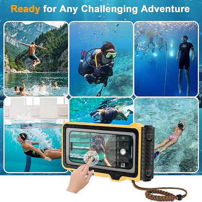 2026 Diving Snorkeling Phone Case for iPhone 17/16/15/14/13/12/11 Pro Max/XS/X Samsung Galaxy S26/S25/S24 Professional Scuba Dive Waterproof Underwater Photo Video Cover (4TH Gen, Yellow)