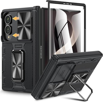 VEGO for Z Fold 8 Case with Screen Protector & Hinge Protection, Black | Galaxy Fold 8 Case with Rotatigng Kickstand & Slide Camera Cover Heavy Duty Drop Protection Rugged Phone Case
