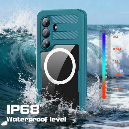 Omio Designed for Galaxy S26 Waterproof Case Compatible with MagSafe, Magnetic Waterproof Full Body IP68 Underwater Case Built-in Screen Protector Military Grade Shockproof Case for Men Women Teal