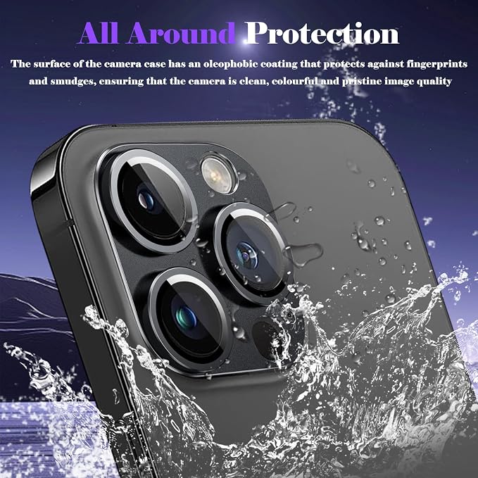 Camera Lens Protector for iPhone 16 Pro/iPhone 16 Pro Max Camera Lens Protector [Strong Adsorption] [Not Easy to Break] Metal Tempered Glass Rear Camera Screen Cover - Black