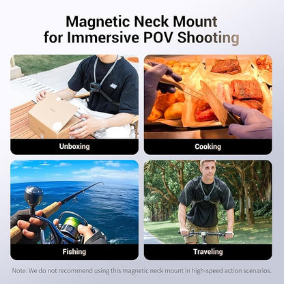 JJC Neck Mount for Action Camera, POV Neck Holder for Gopro 13/12/11, DJI OSMO Action 5 Pro/4, Insta360 X5/X4/Ace Pro, AKASO, Quick Release & Angles Adjustment for Content Creating Video Filming