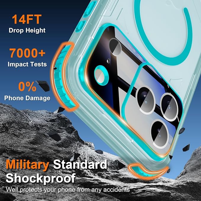 WIFORT for iPhone 17 Pro Waterproof Case, [Fit for Magsafe] with Sapphire Lens & Screen Protector, IP68 Full Body 15FT Military Shockproof, Magnetic Frosted Phone Cover with Lanyard, 6.3" Teal