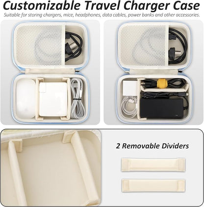 Charger Case for Macbook, Portable Tech Electronic Organizer Bag, Small Travel Storage Pouch for Laptop Accessories, MacBook Power Adapter, Charging Cords, USB Drives, Power Bank (Blue, XL)