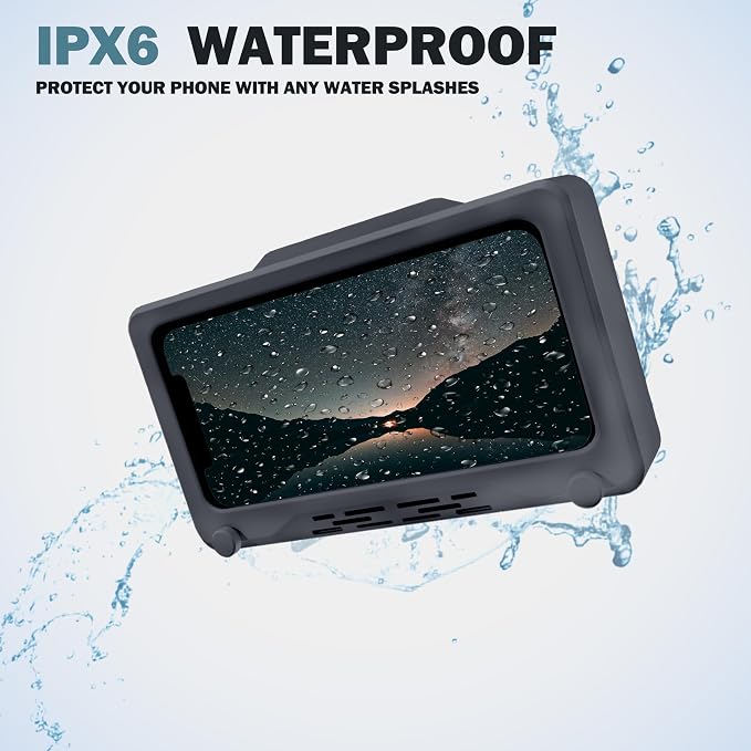Shower Phone Holder Waterproof, 360° Rotatable Adjustable, Phone Case for Shower, Universal Cover Mount Stand for Bathroom Wall Mirror Bathtub Kitchen, Anti Fog Case, Bathroom Accessories