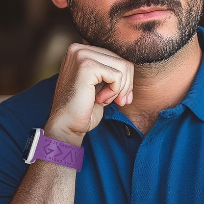 God is Greater Than the Highs and Lows Watch Band Compatible with Apple Watch Laser Engraved iWatch Band Silicone 38mm - 49mm Strap Jesus Psalm Christian God Blessed (42/44/45/46/49mm M/L, Purple)