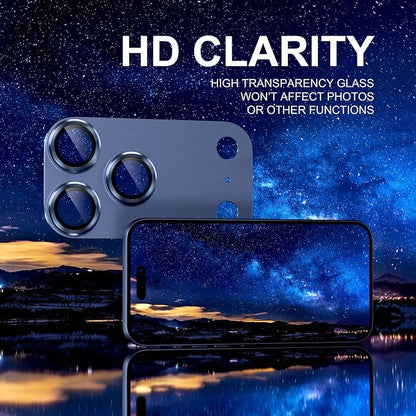 Choiche Compatible for iPhone 17 Pro Camera Lens Protector, Strong Adsorption Camera Cover with 9H Tempered Glass Lens Screen Protector Metal Ring Decoration Accessories 6.3-inch (Blue)