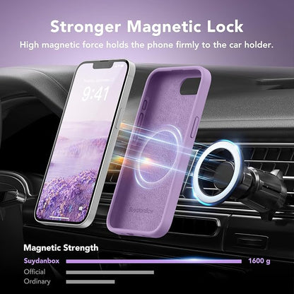 Magnetic for iPhone 17e/iPhone 16e Case, Compatible with MagSafe, [Soft Anti-Scratch Microfiber Lining] Slim Silicone Shockproof Protective Phone Case for iPhone 17e/16e 6.1", Light Purple
