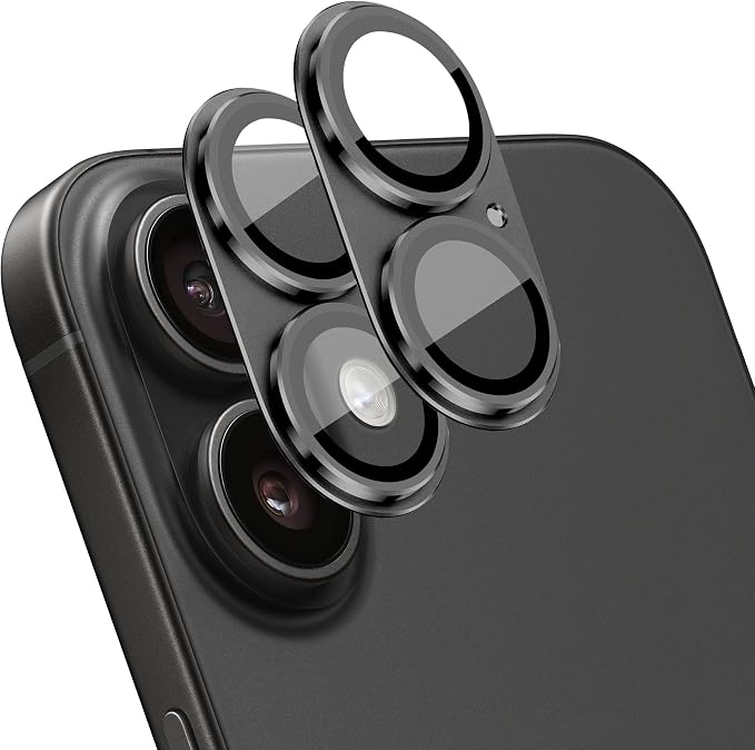 2 Pack Camera Lens Protector for iPhone 17,Metal AR Tempered Glass Rear Camera Screen Cover,Anti-Scratch,Strong Adsorption,Case Friendly, Easy to Install-Black