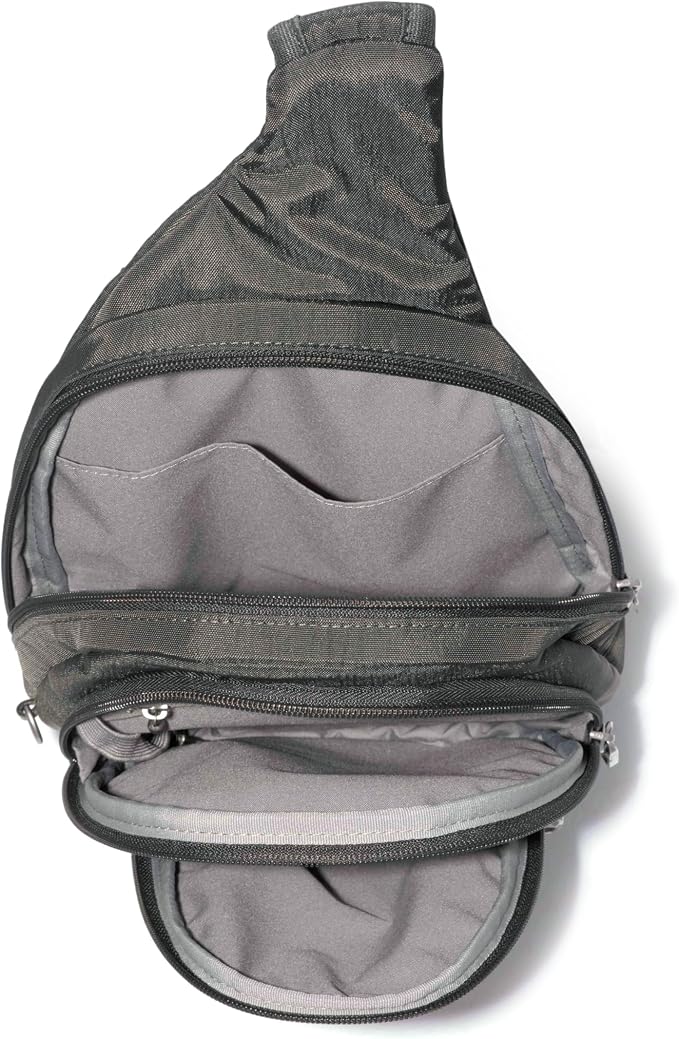 Baggallini Securtex® Anti-Theft Multi Zip Sling - Lightweight 8.6"x15.2" Travel Bag with Locking Zippers & RFID Protection