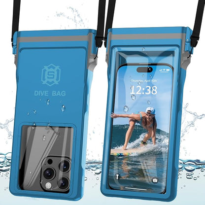 GOLDJU Waterproof Phone Case, Underwater Diving Phone Case for Snorkeling,IPX8 Waterproof Phone Pouch with Lanyard for Apple iPhone，Samsung,and up to 7.0",Beach Cruise Ship Travel Essentials -Blue