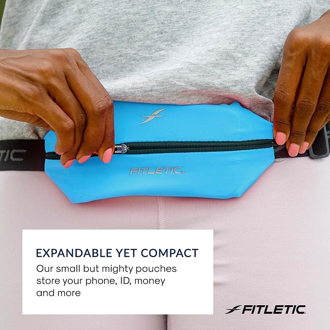 Fitletic Active Lifestyle Fanny Pack & Mini Sports Running Belt For Men & Women – Lightweight, Low Profile- Ultra-Soft Expandable Lycra Pouch - Fits All Phones – Inner Pocket