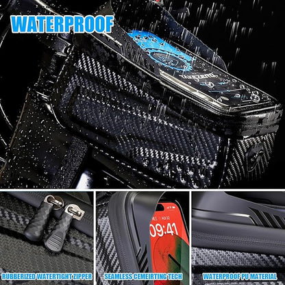 Bike Bag,LLTTLTMM,Bicycle Bag Waterproof,Bike Bags For Bicycles,Bike Frame Bag,Bike Phone Holder,Bike Accessories For Adult Bikes,Long Extension Strap, Top Tube Bike Bag Under 7", Large Capacity