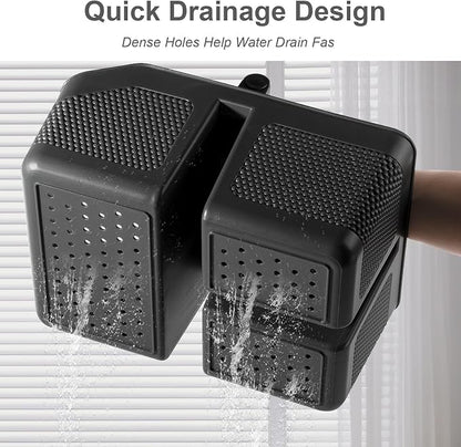 rejomiik Shower Caddy Portable with Bamboo Handle, Plastic Basket Cleaning Caddy Organizer Storage Tote for Bathroom, College, Dorm Room Essentials, Dark Gray