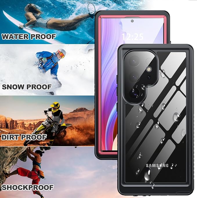 ANTSHARE for Samsung Galaxy S24 Ultra Case Waterproof, Built-in Lens & Screen Protector 360° Full Body Heavy Duty Protective Shockproof IP68 Underwater Case for Galaxy S24 Ultra(2024) 5G-Pink
